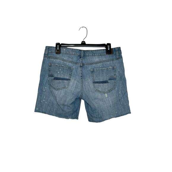 American Eagle Women's Short Raw Hem Distressed Denim Bleach Splatter Blue 6 - Picture 10 of 10